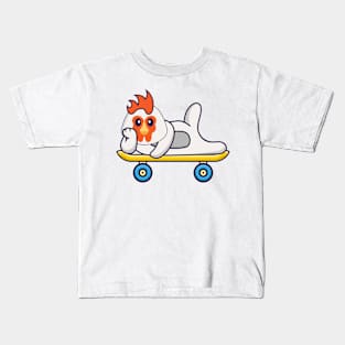 Cute chicken lying on a skateboard Kids T-Shirt